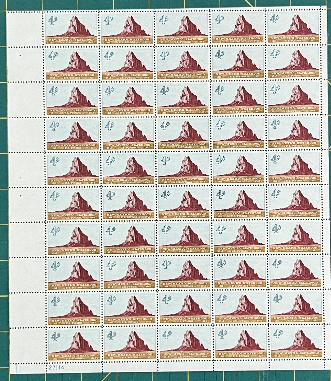 US 1962 4¢ New Mexico Statehood 50th Mint Sheet MNH (Scott 1191) ZAYIX