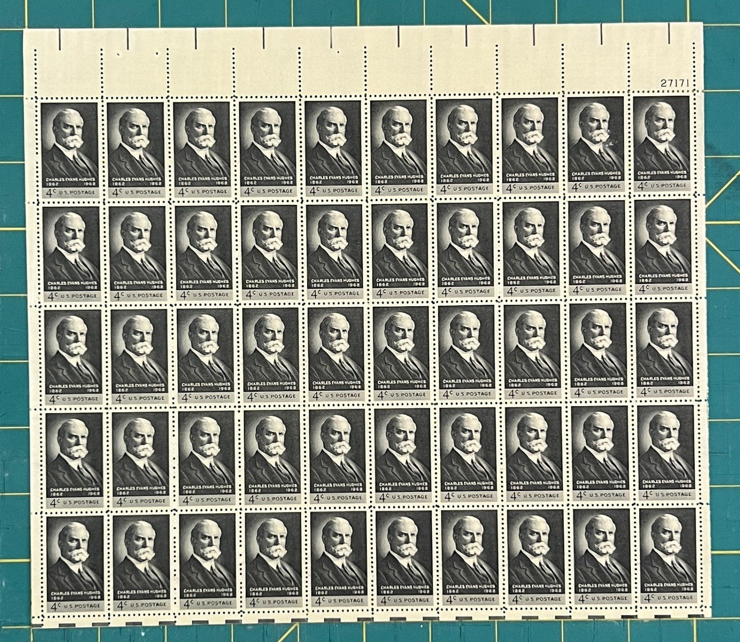 US 1962 4¢ Charles E Hughes Justice Mint Sheet MNH (Scott 1195) ZAYIX