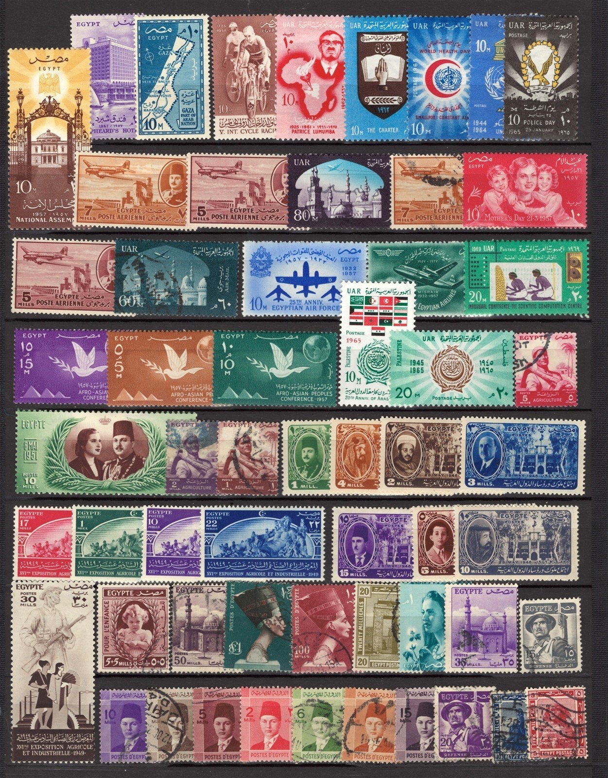 Egypt Stamp Collection – 243 Mint/Used Stamps 1920s–1970s, 4 Stock Pages – ZAYIX
