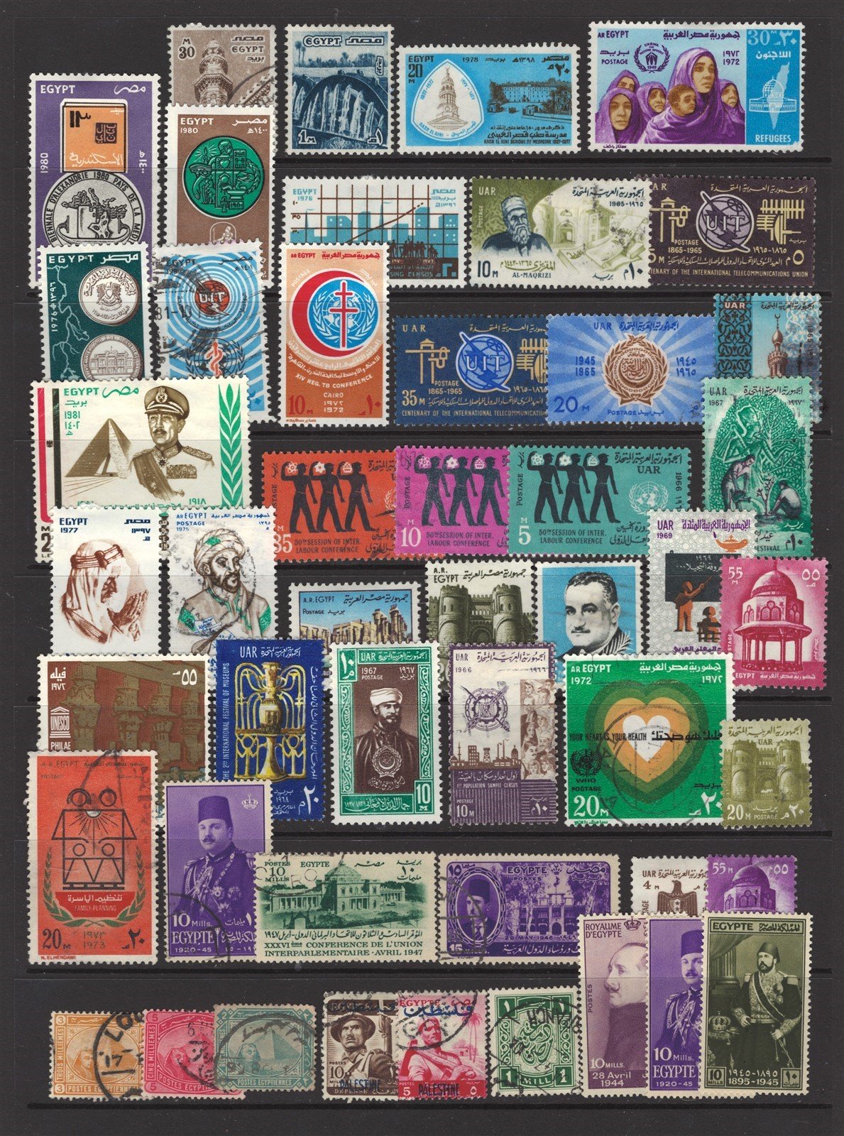 Egypt Stamp Collection – 243 Mint/Used Stamps 1920s–1970s, 4 Stock Pages – ZAYIX