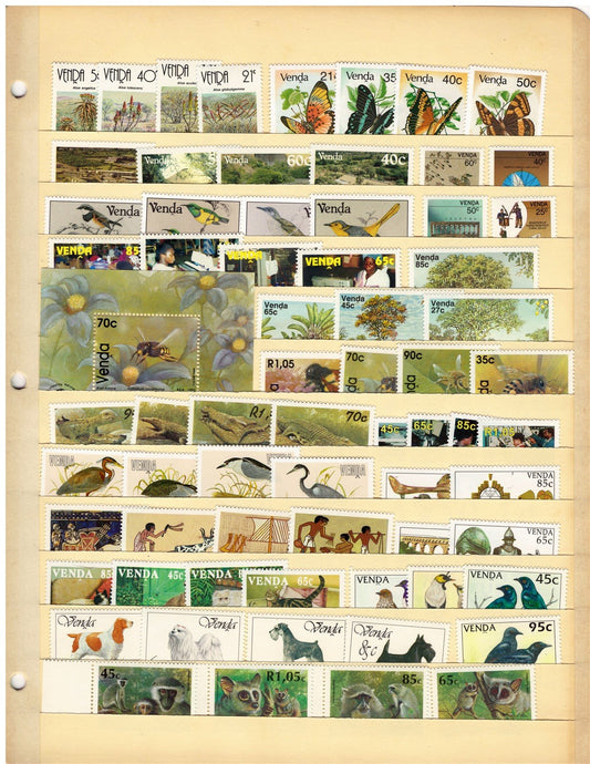 Venda Stamp Collection – 276 Mint/Used Stamps complete sets, 4 Stock Pages ZAYIX