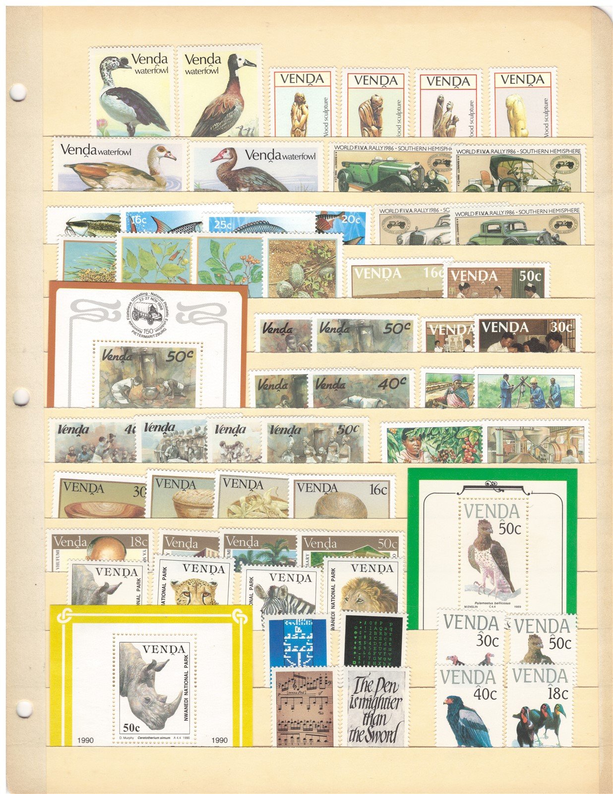 Venda Stamp Collection – 276 Mint/Used Stamps complete sets, 4 Stock Pages ZAYIX