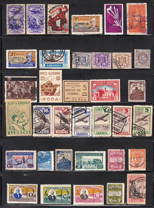 Spain Civil War & Airmail Collection 35 Stamps - Locals Charity Municipal ZAYIX