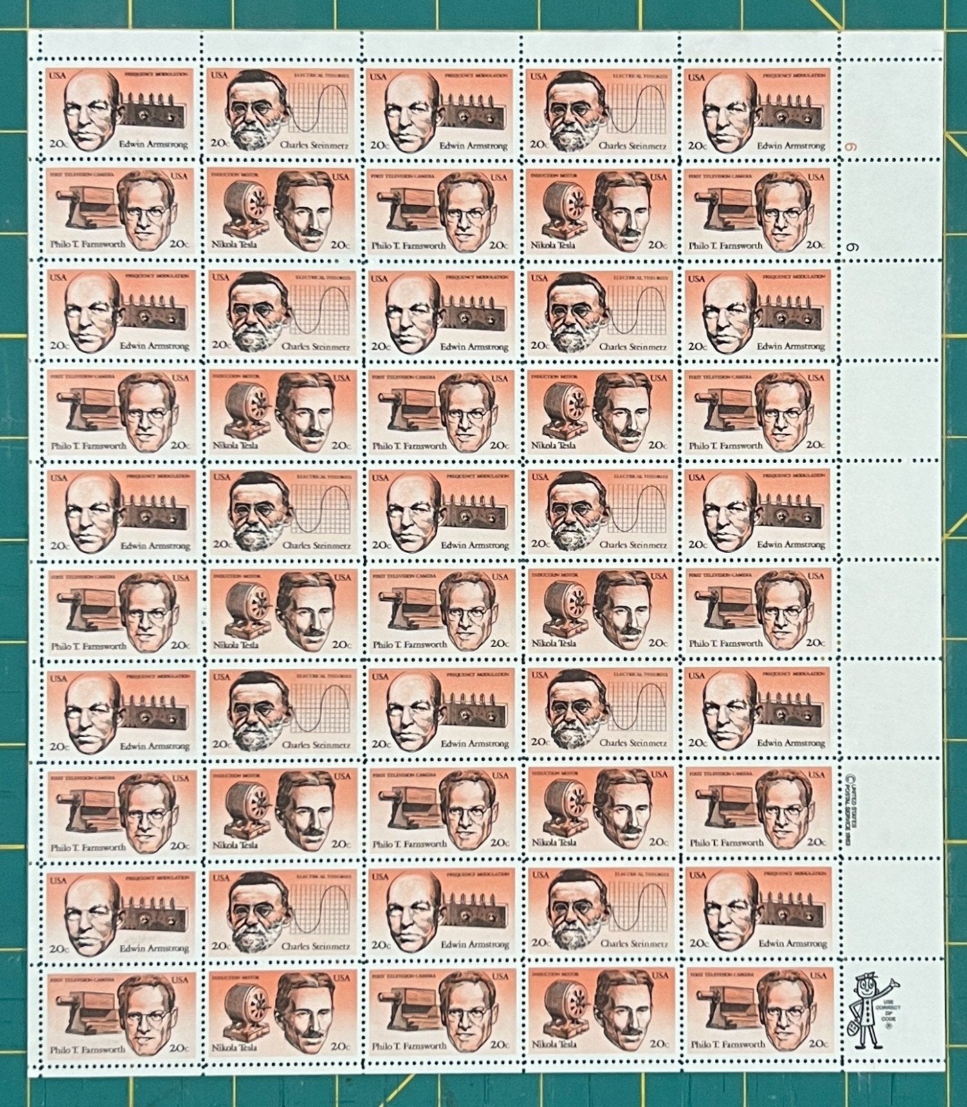 US 1983 20¢ American Inventors Block of 4 Mint Sheet MNH (Scott 2055-2058) ZAYIX