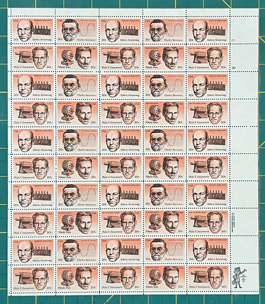US 1983 20¢ American Inventors Block of 4 Mint Sheet MNH (Scott 2055-2058) ZAYIX