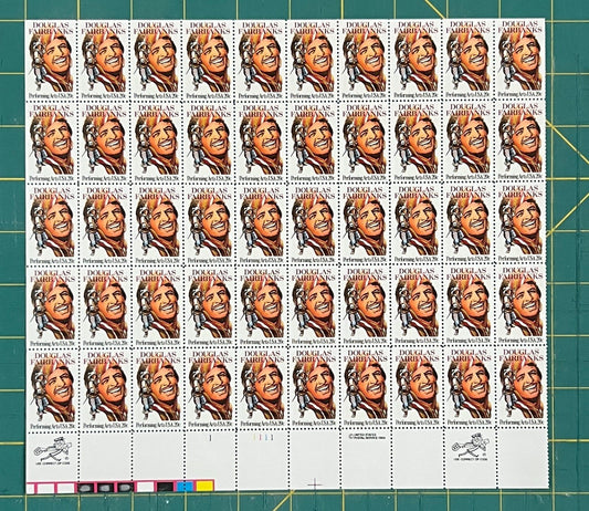 US 1984 20¢ Douglas Fairbanks Performing Arts Mint Sheet MNH (Scott 2088) ZAYIX