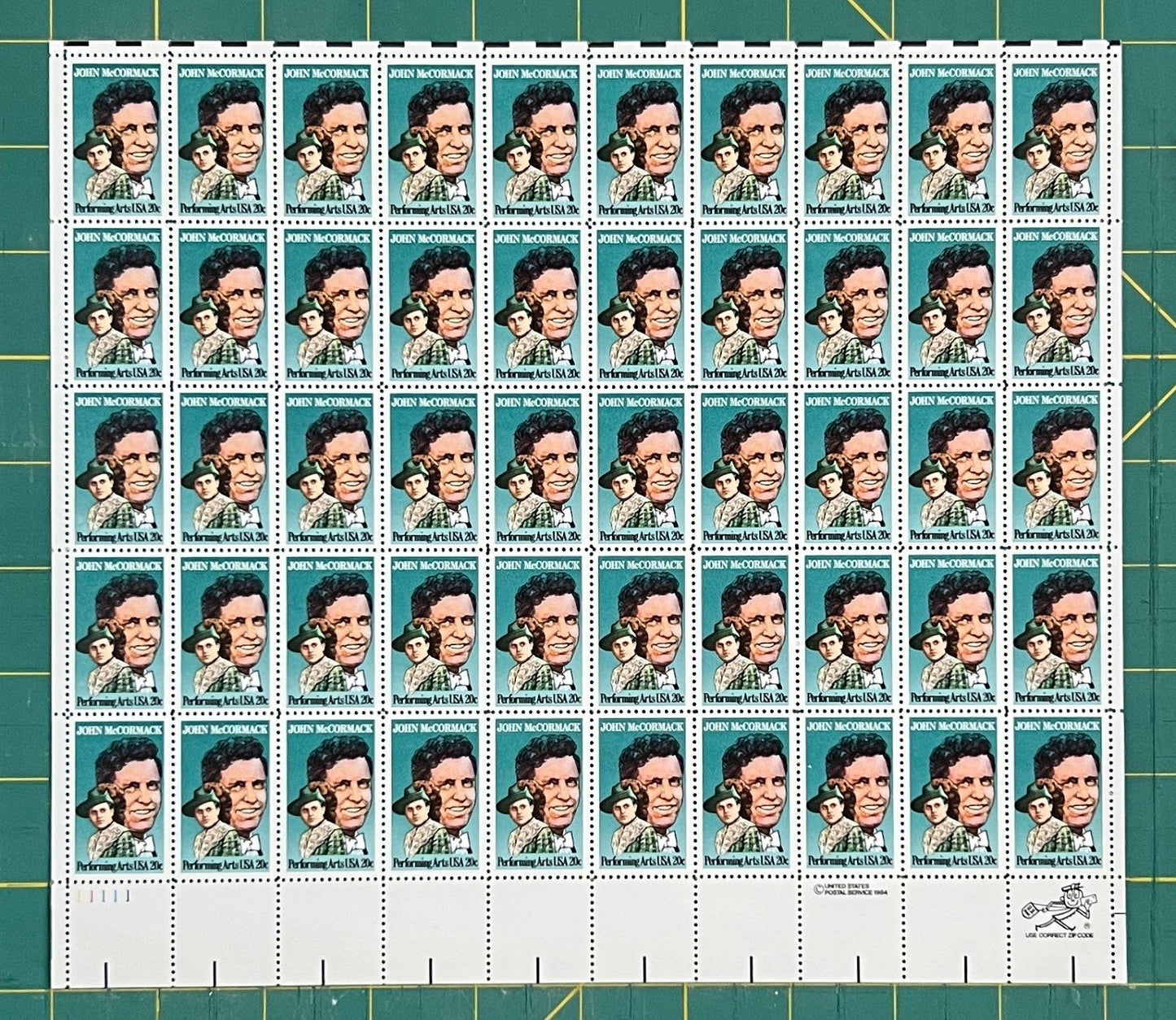 US 1984 20¢ John McCormack Performing Arts Mint Sheet MNH (Scott 2090) ZAYIX