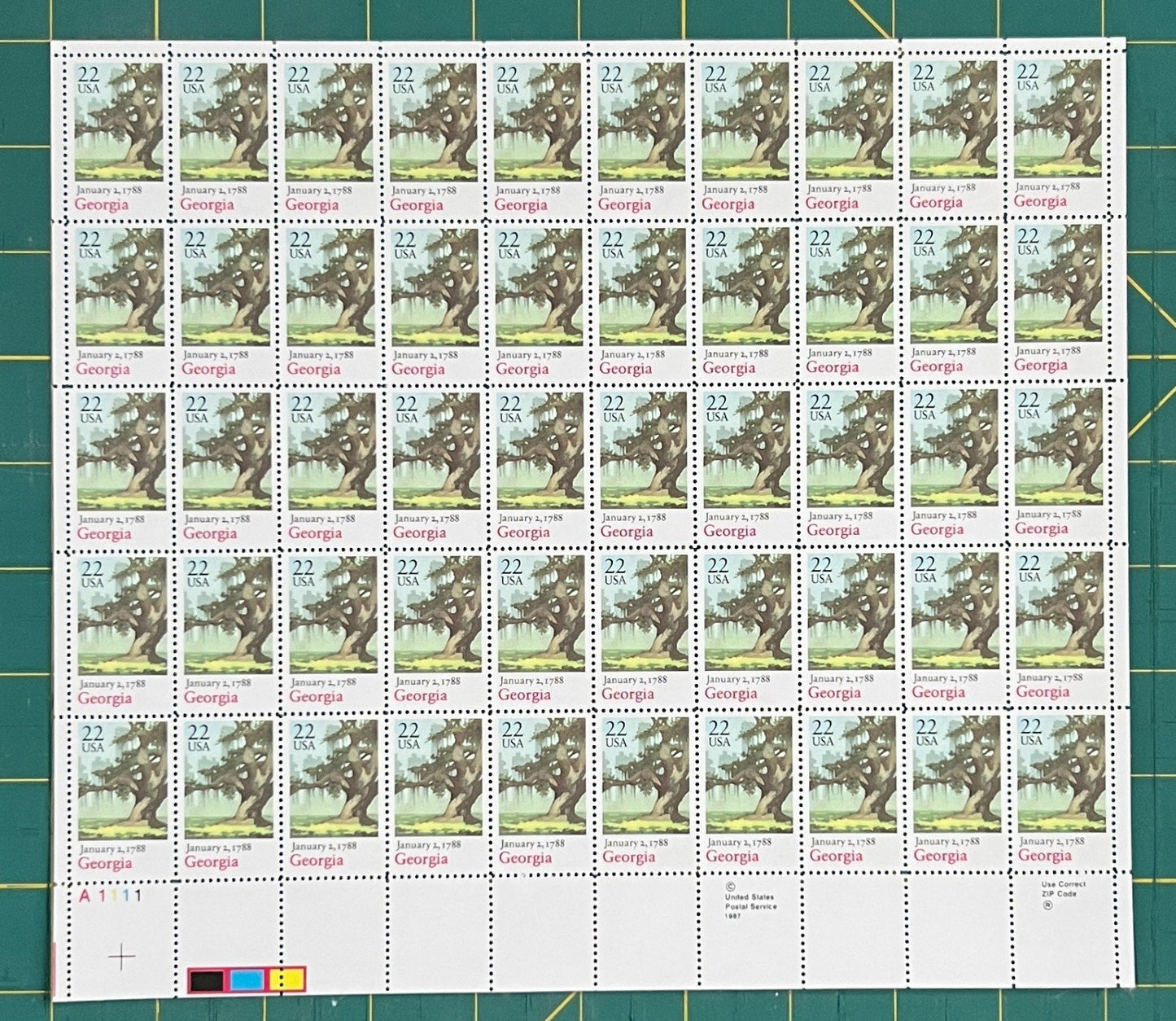 US 1988 22¢ Georgia Mint Sheet MNH (Scott 2339) ZAYIX