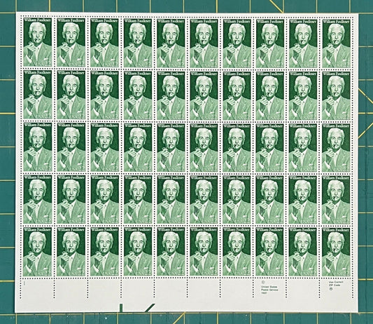 US 1987 22¢ William Faulkner Novelist Mint Sheet MNH (Scott 2350) ZAYIX