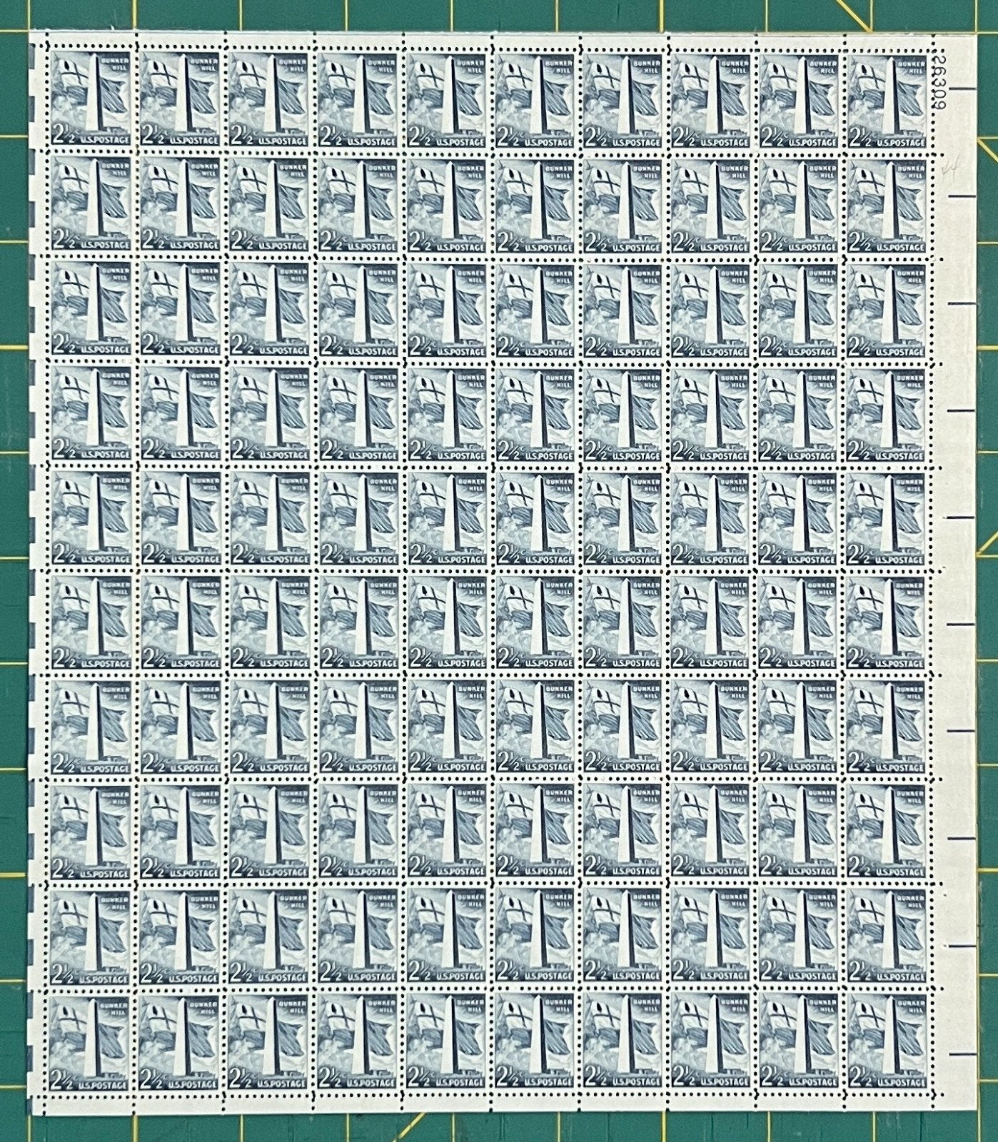 US 1959 2 1/2¢ Bunker Hill Massachusetts Mint Sheet MNH (Scott 1034) ZAYIX