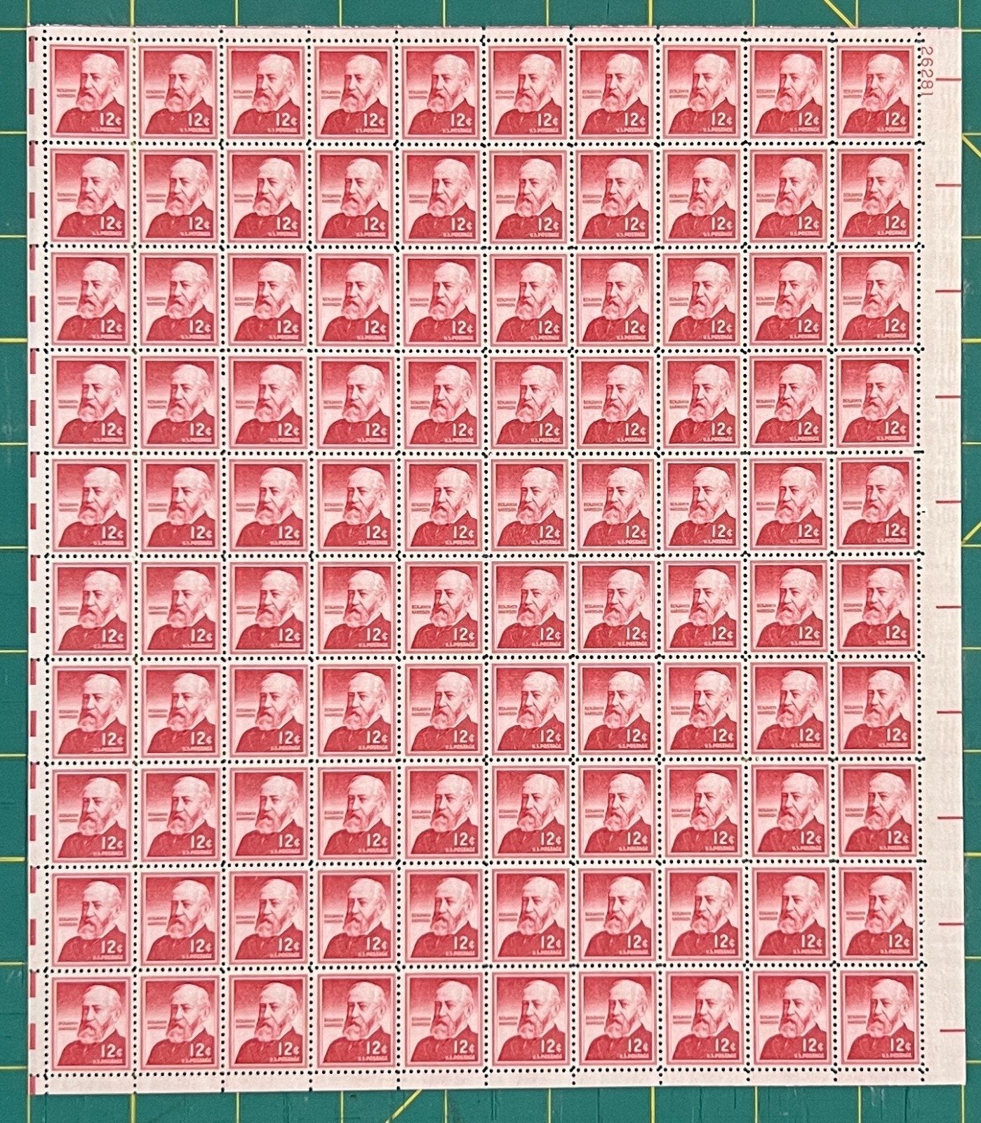 US 1959 12¢ Benjamin Harrison Liberty Series Mint Sheet MNH (Scott 1045) ZAYIX