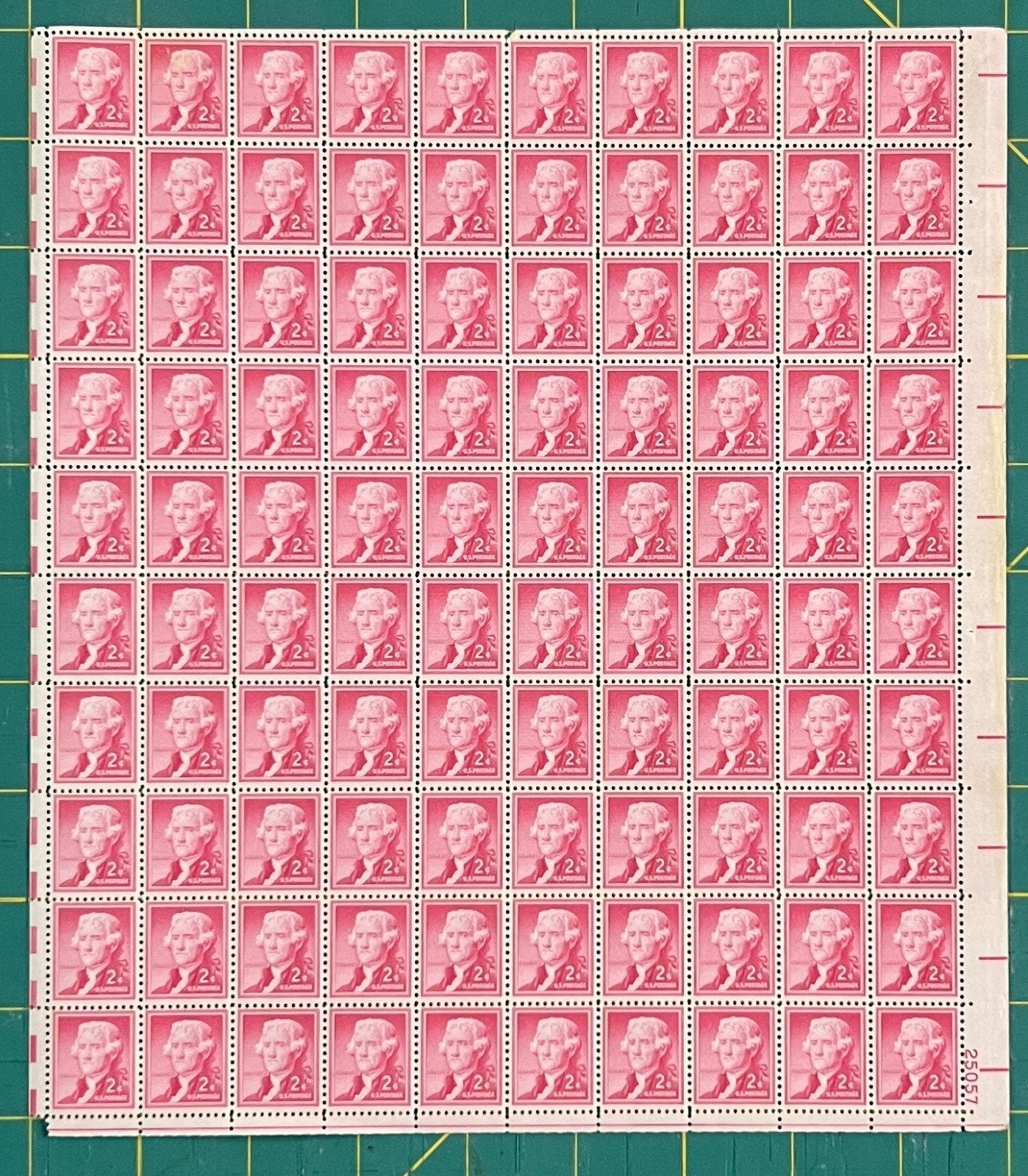US 1954 2¢ Thomas Jefferson Liberty Series Mint Sheet MNH (Scott 1033) ZAYIX