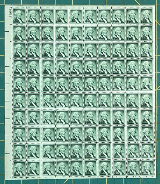 US 1956 1¢ George Washington Liberty Series Mint Sheet MNH (Scott 1031) ZAYIX