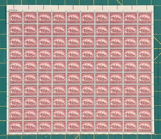 US 1956 1.5¢ Mount Vernon VA Liberty Series Mint Sheet MNH (Scott 1032) ZAYIX