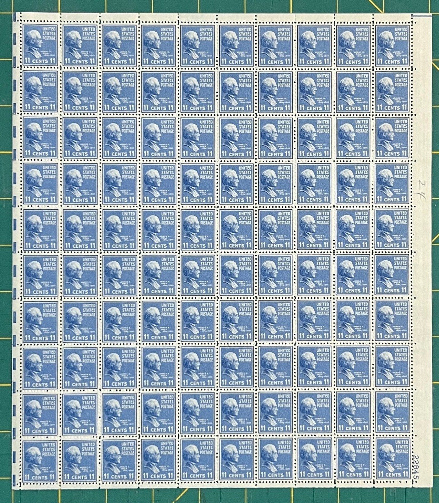 US 1938 11¢ James K Polk Presidential Series Mint Sheet MNH (Scott 816) ZAYIX