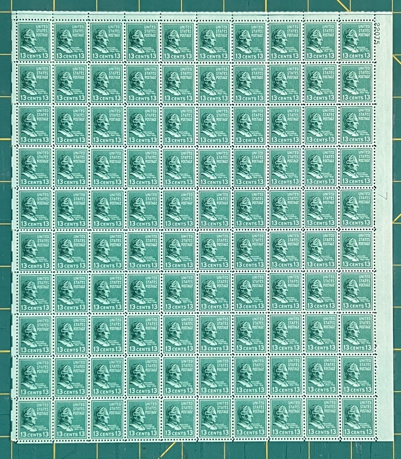 US 1938 13¢ Millard Fillmore Presidential Series Mint Sheet MNH(Scott 818) ZAYIX