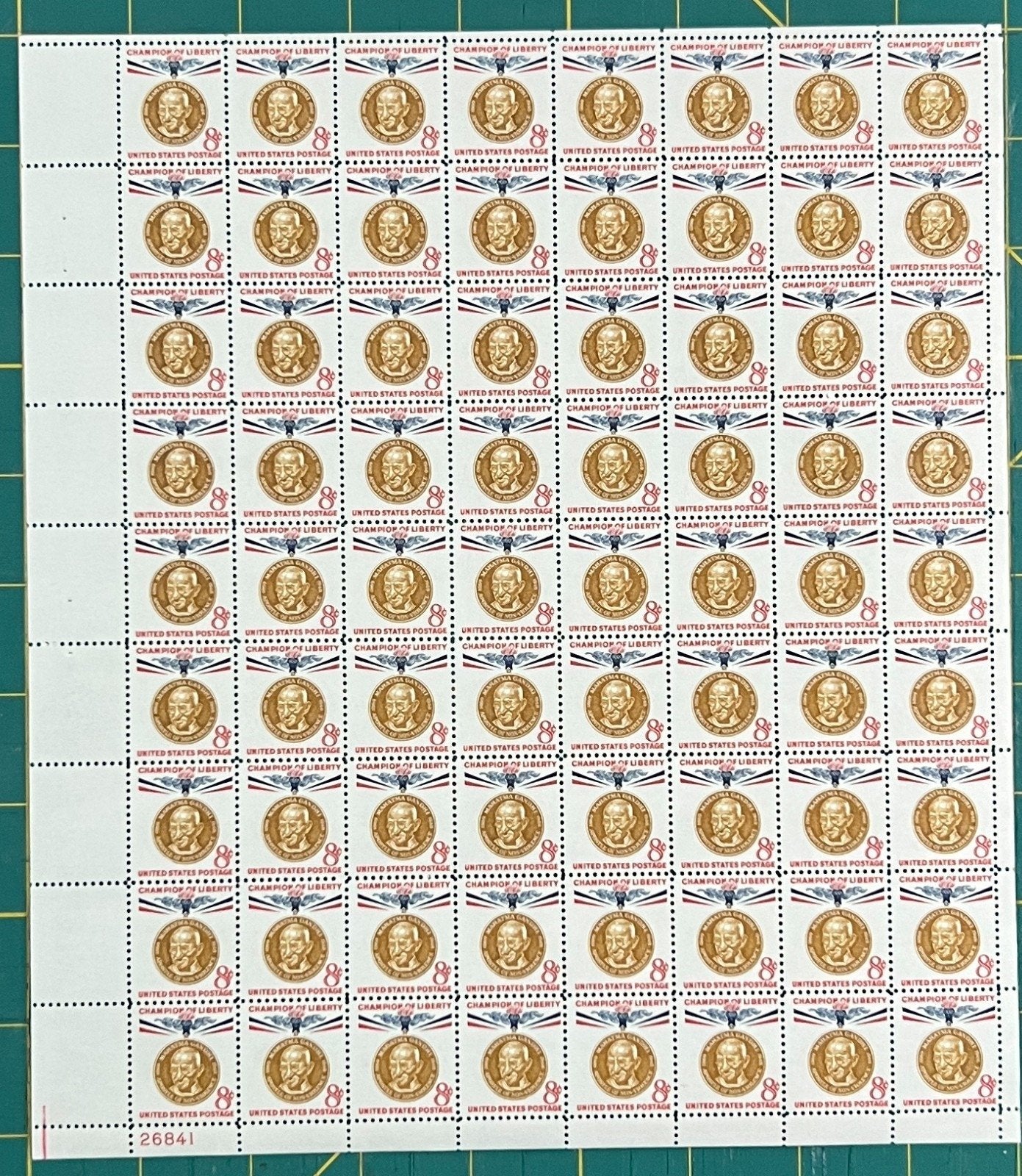 US 1961 8¢ Mahatma Gandhi Mint Sheet MNH (Scott 1175) ZAYIX