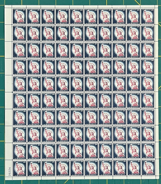 US 1958 8¢ Liberty Redrawn Mint Sheet MNH (Scott 1042) ZAYIX