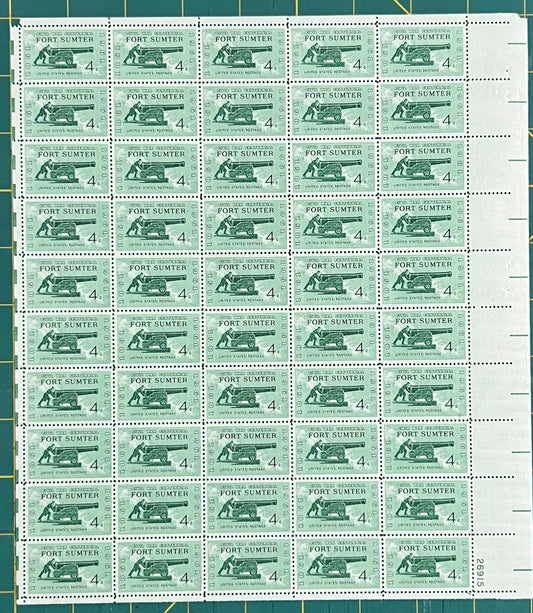 US 1961 4¢ Battle of Fort Sumter Mint Sheet MNH (Scott 1178) ZAYIX