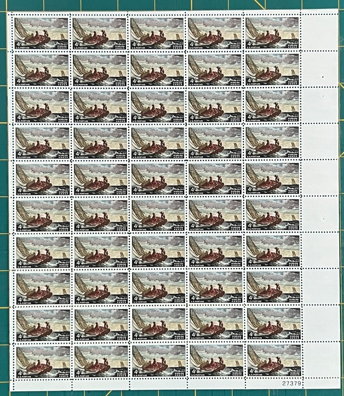 US 1962 4¢ Winslow Homer Breezing Up Mint Sheet MNH (Scott 1207) ZAYIX