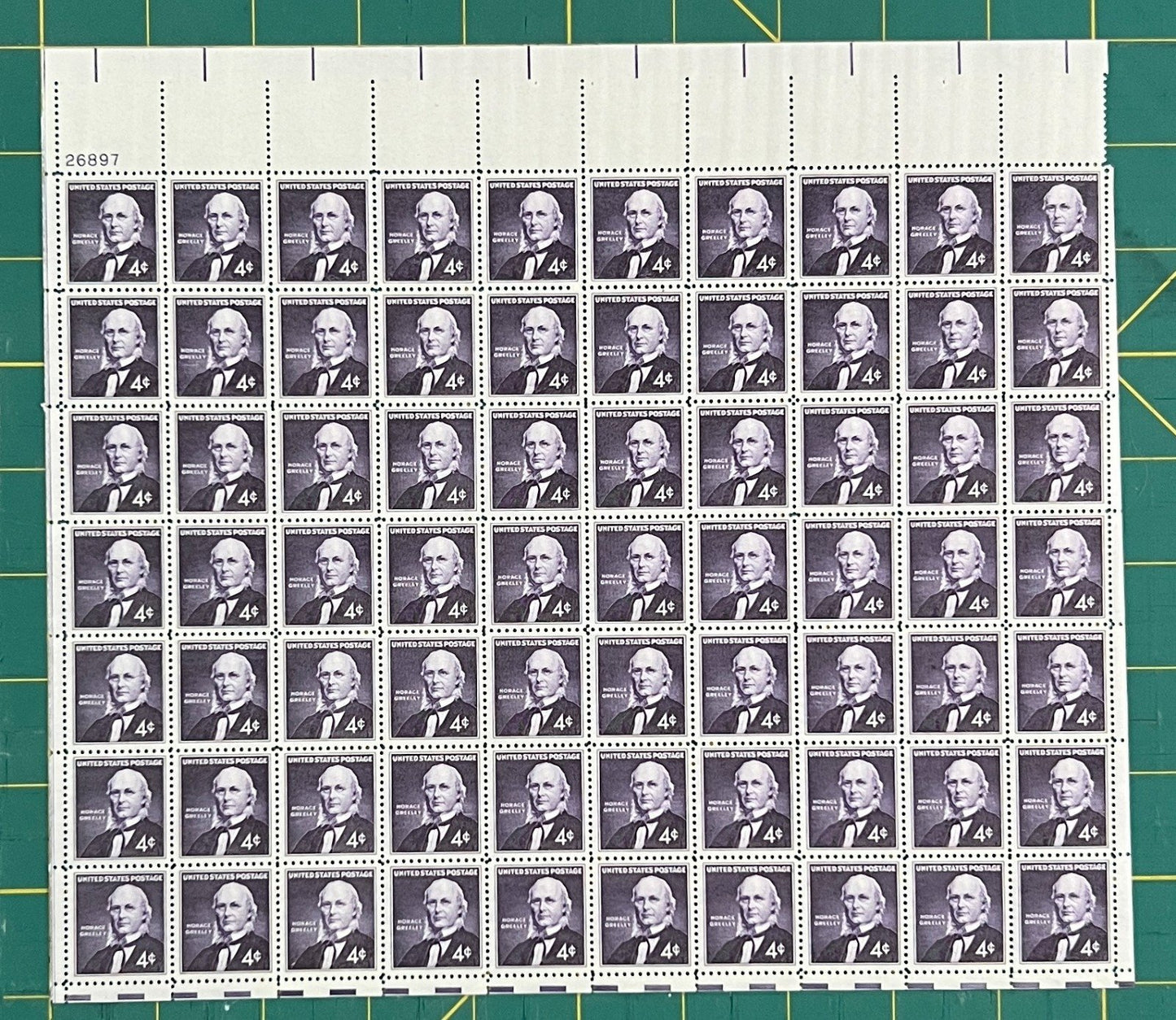 US 1961 4¢ Horace Greeley Publisher Mint Sheet MNH (Scott 1177) ZAYIX