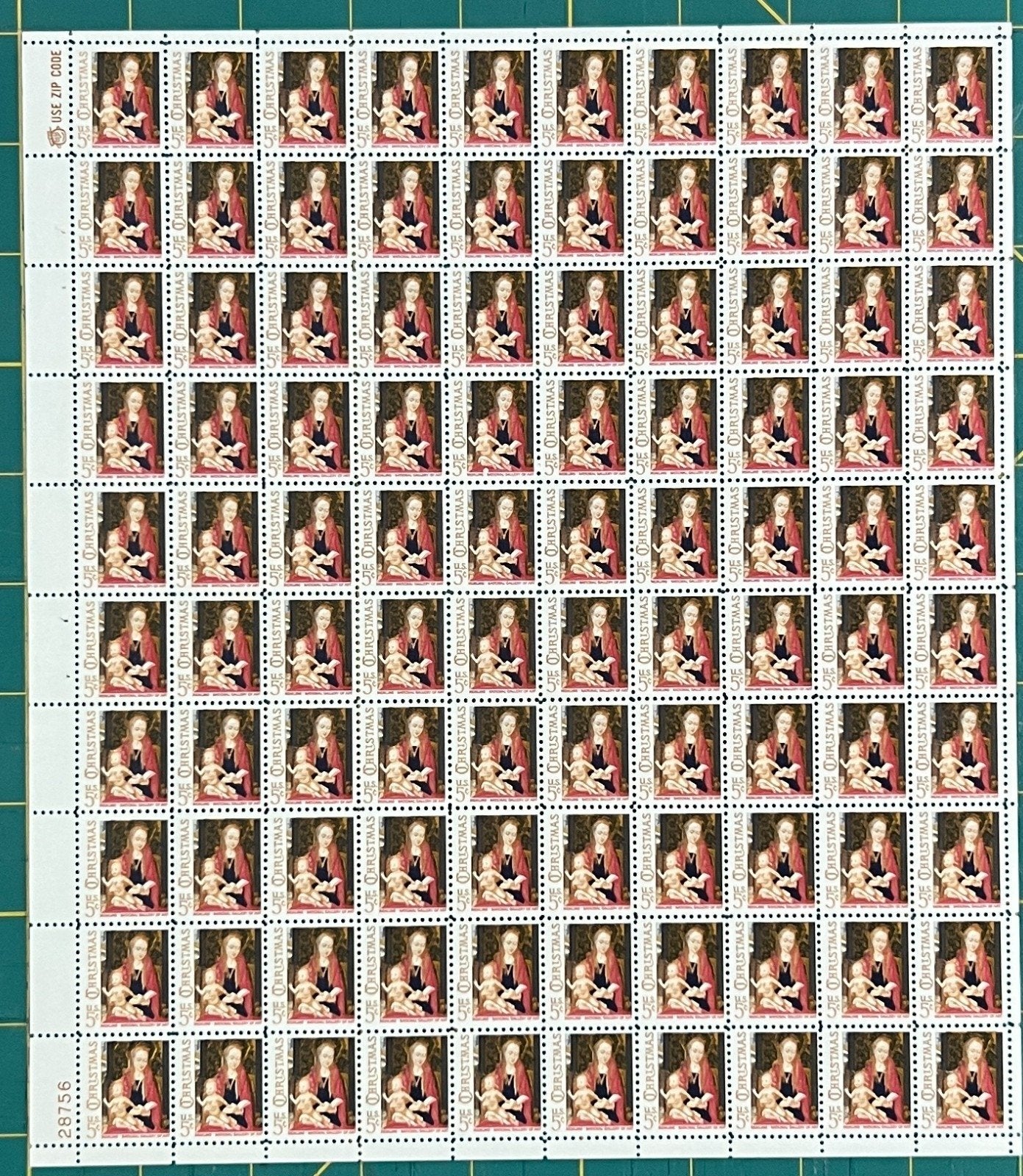 US 1966 5¢ Christmas Madonna Child by Hemming Mint Sheet MNH (Scott 1321) ZAYIX