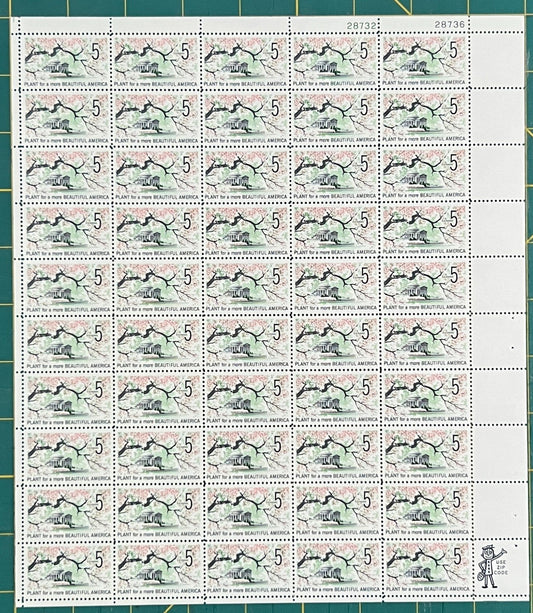 US 1966 5¢ Beautification of America Mint Sheet MNH (Scott 1318) ZAYIX