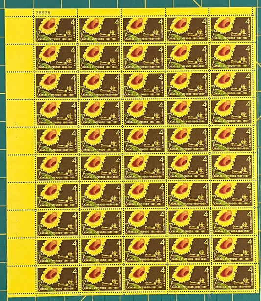 US 1961 4¢ Kansas Statehood Centennial Mint Sheet MNH (Scott 1183) ZAYIX