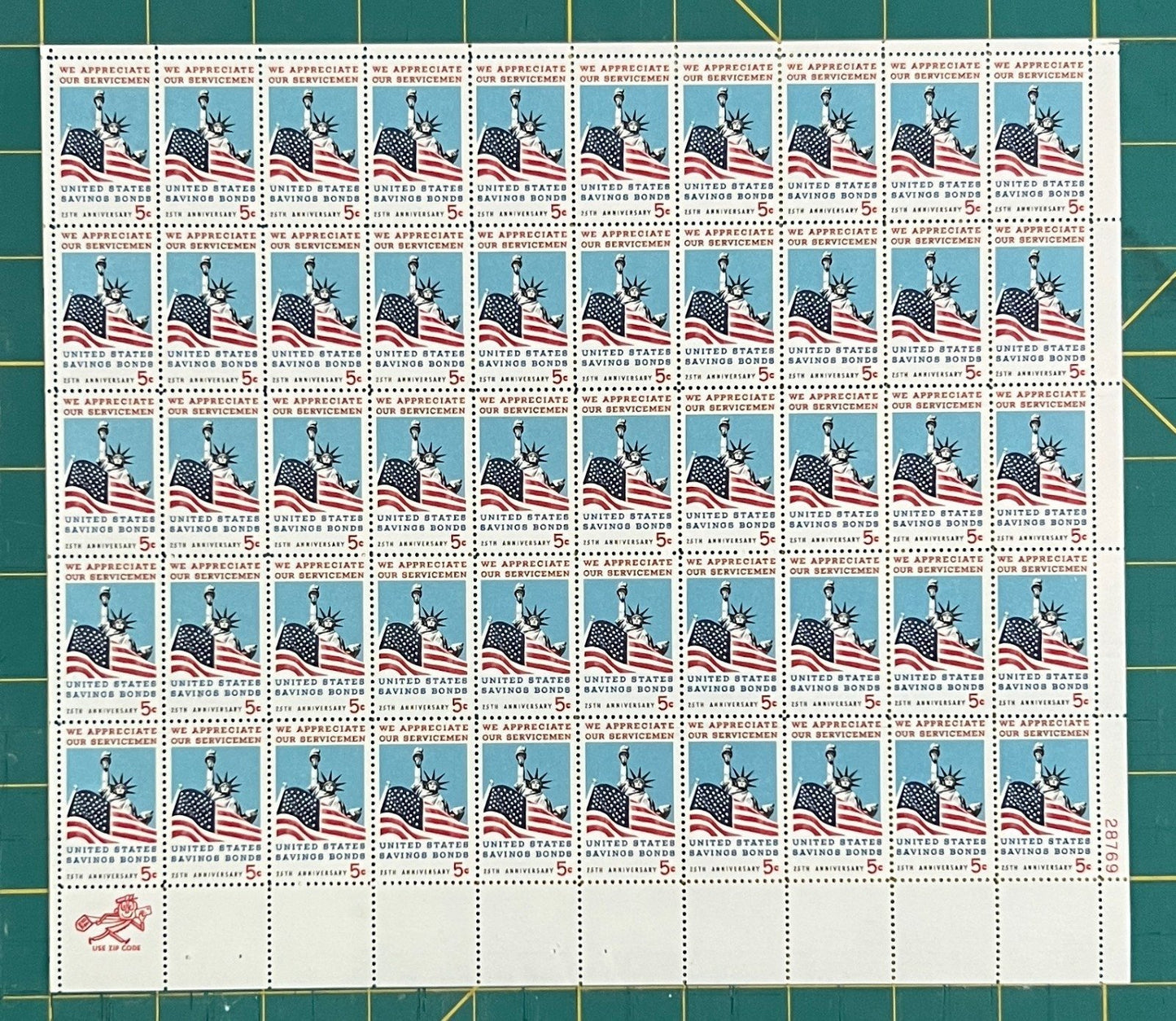 US 1966 5¢ Savings Bond - Servicemen Mint Sheet MNH (Scott 1320) ZAYIX