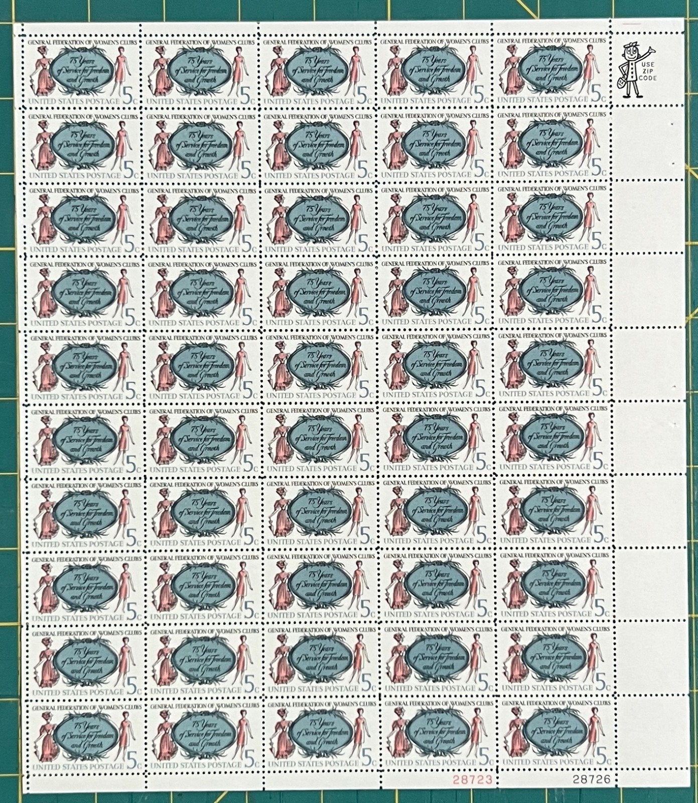 US 1966 5¢ Federation of Women's Clubs 75th Mint Sheet MNH (Scott 1316) ZAYIX