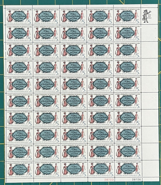 US 1966 5¢ Federation of Women's Clubs 75th Mint Sheet MNH (Scott 1316) ZAYIX