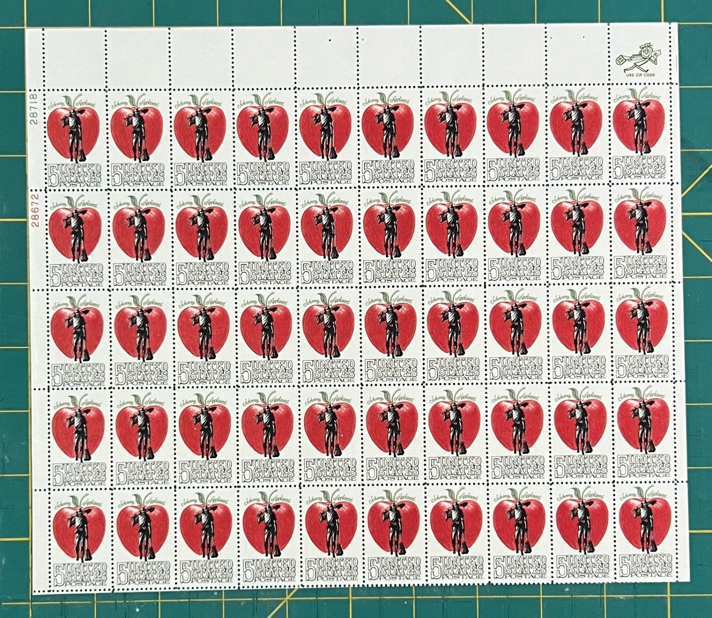 US 1966 5¢ Folklore Johnny Appleseed Mint Sheet MNH (Scott 1317) ZAYIX