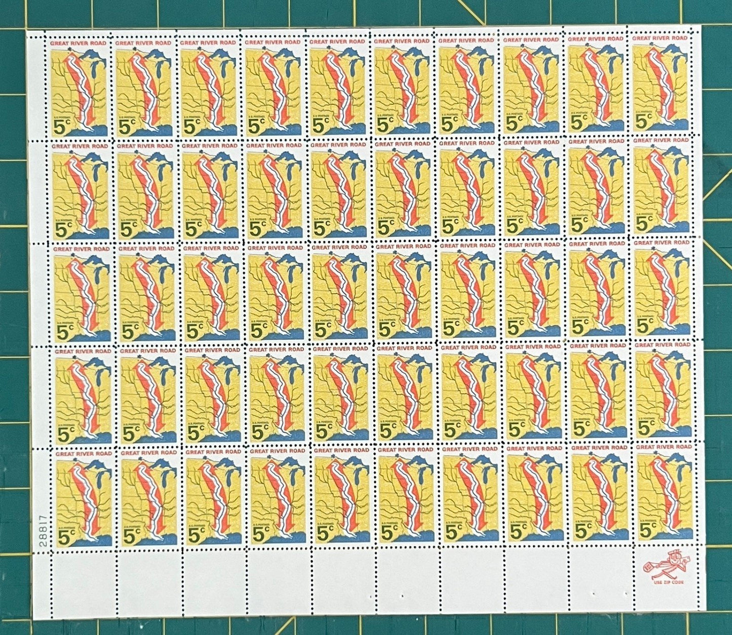 US 1966 5¢ Great River Road Publicity Mint Sheet MNH (Scott 1319) ZAYIX