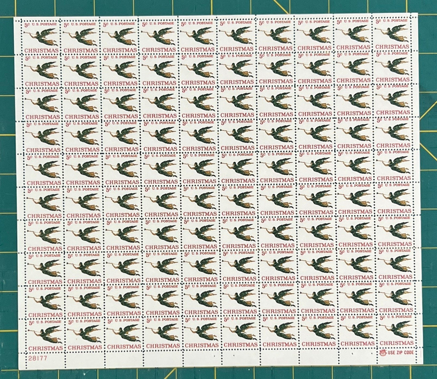 US 1965 5¢ Christmas Angel Trumpet Mint Sheet MNH (Scott 1276) ZAYIX