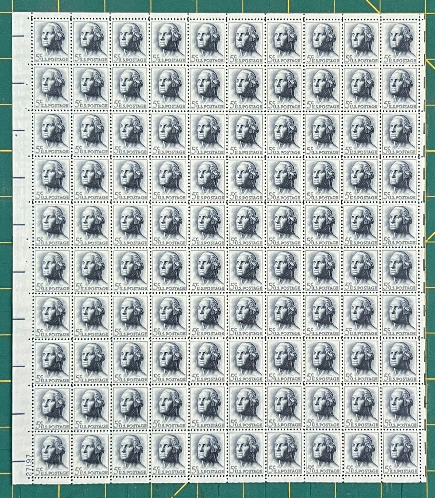 US 1962 5¢ George Washington Mint Sheet MNH (Scott 1213) ZAYIX