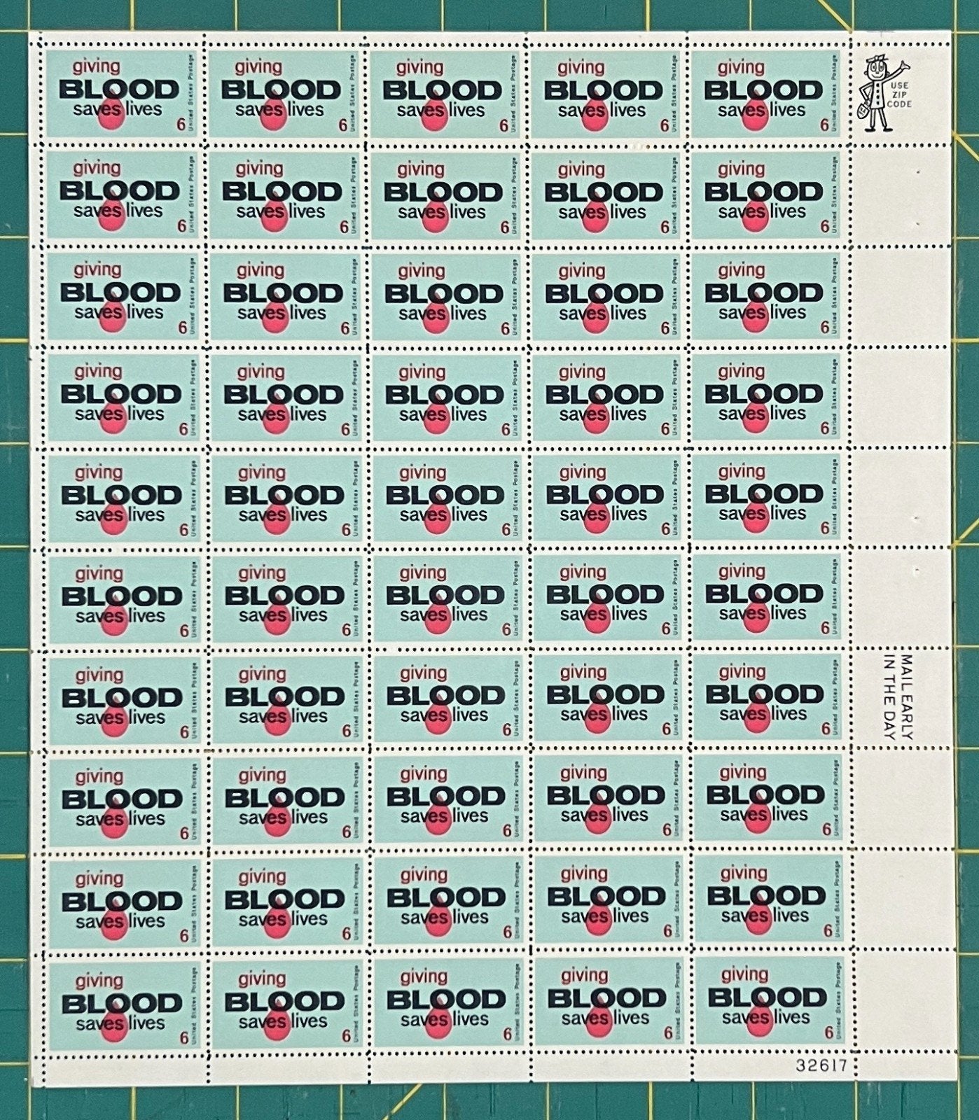 US 1971 6¢ Blood Donor Program Mint Sheet MNH (Scott 1425) ZAYIX