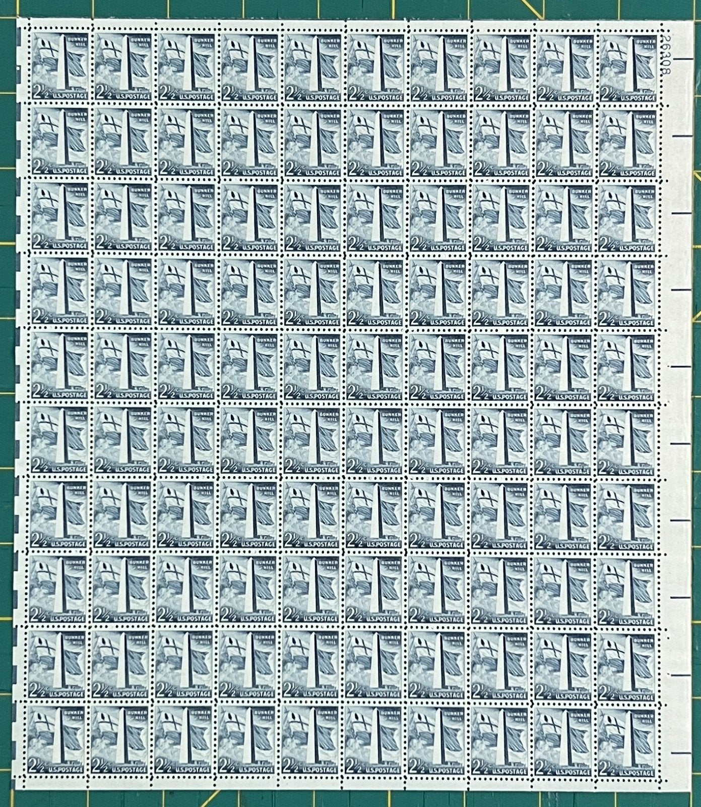US 1959 2 1/2¢ Bunker Hill Massachusetts Mint Sheet MNH (Scott 1034) ZAYIX