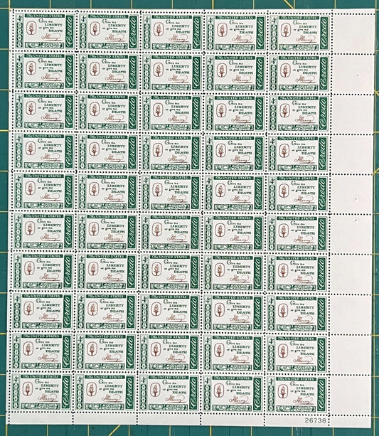US 1961 4¢ American Credos Patrick Henry Credo Mint Sheet MNH (Scott 1144) ZAYIX