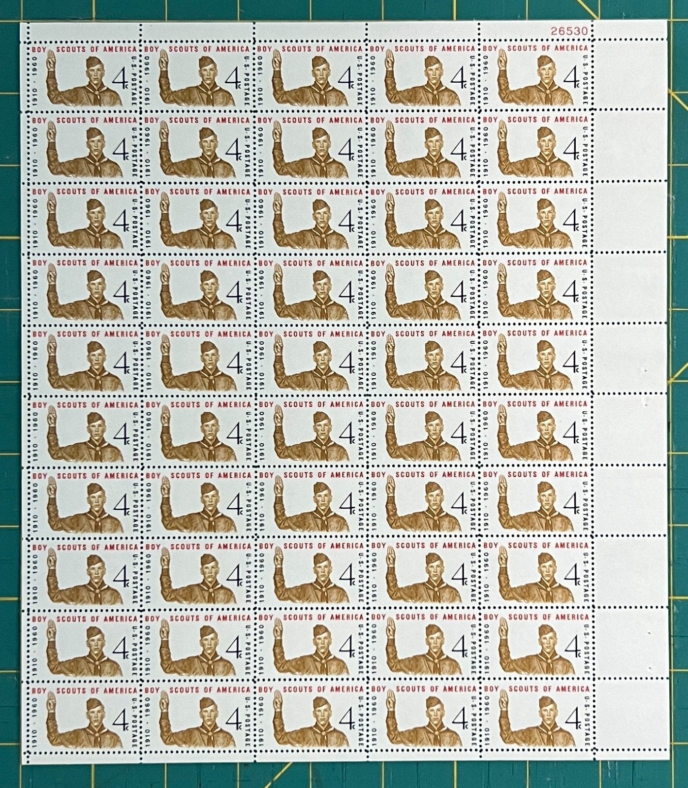 US 1960 4¢ Boy Scout Jubilee 50th Anniversary Mint Sheet MNH (Scott 1145) ZAYIX