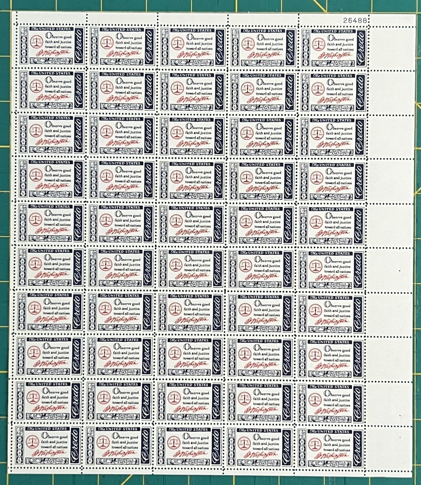 US 1960 4c George Washington Credo Mint Sheet MNH (Scott 1139) ZAYIX