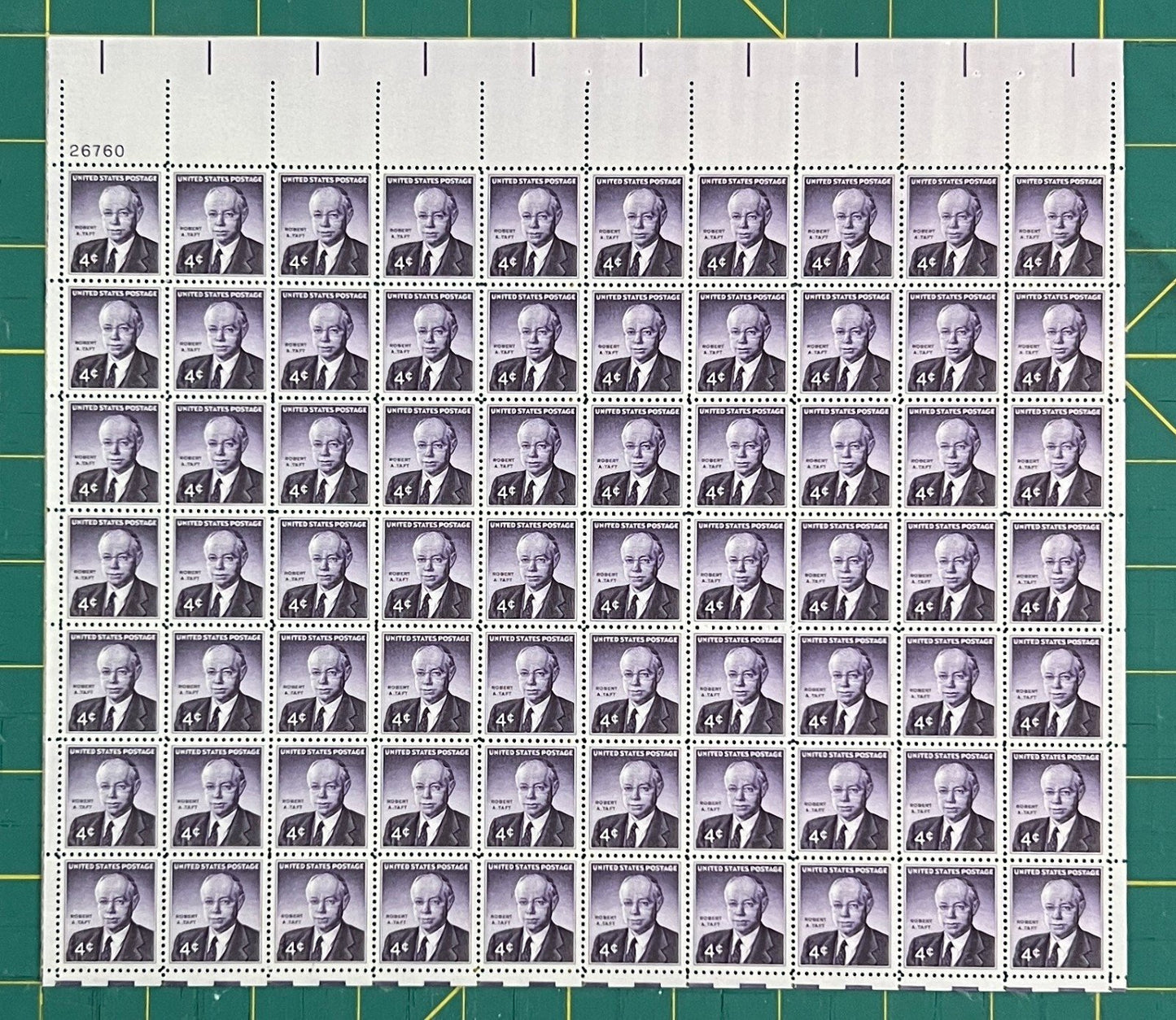 US 1960 4c Robert A Taft Senator Mint Sheet MNH (Scott 1161) ZAYIX