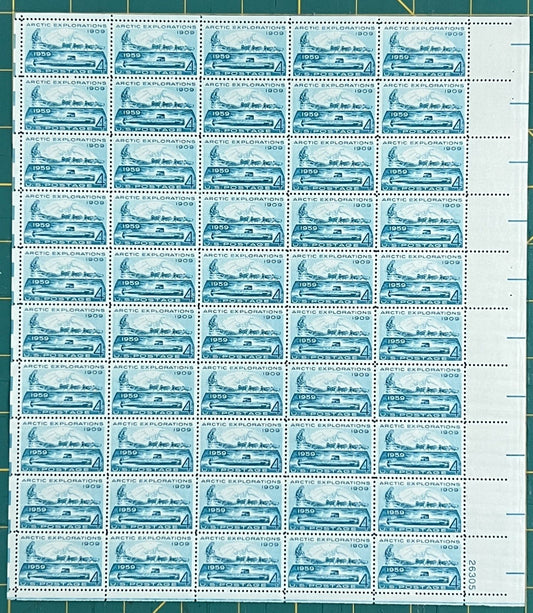 US 1959 4c Arctic Explorations Mint Sheet MNH (Scott 1128) ZAYIX