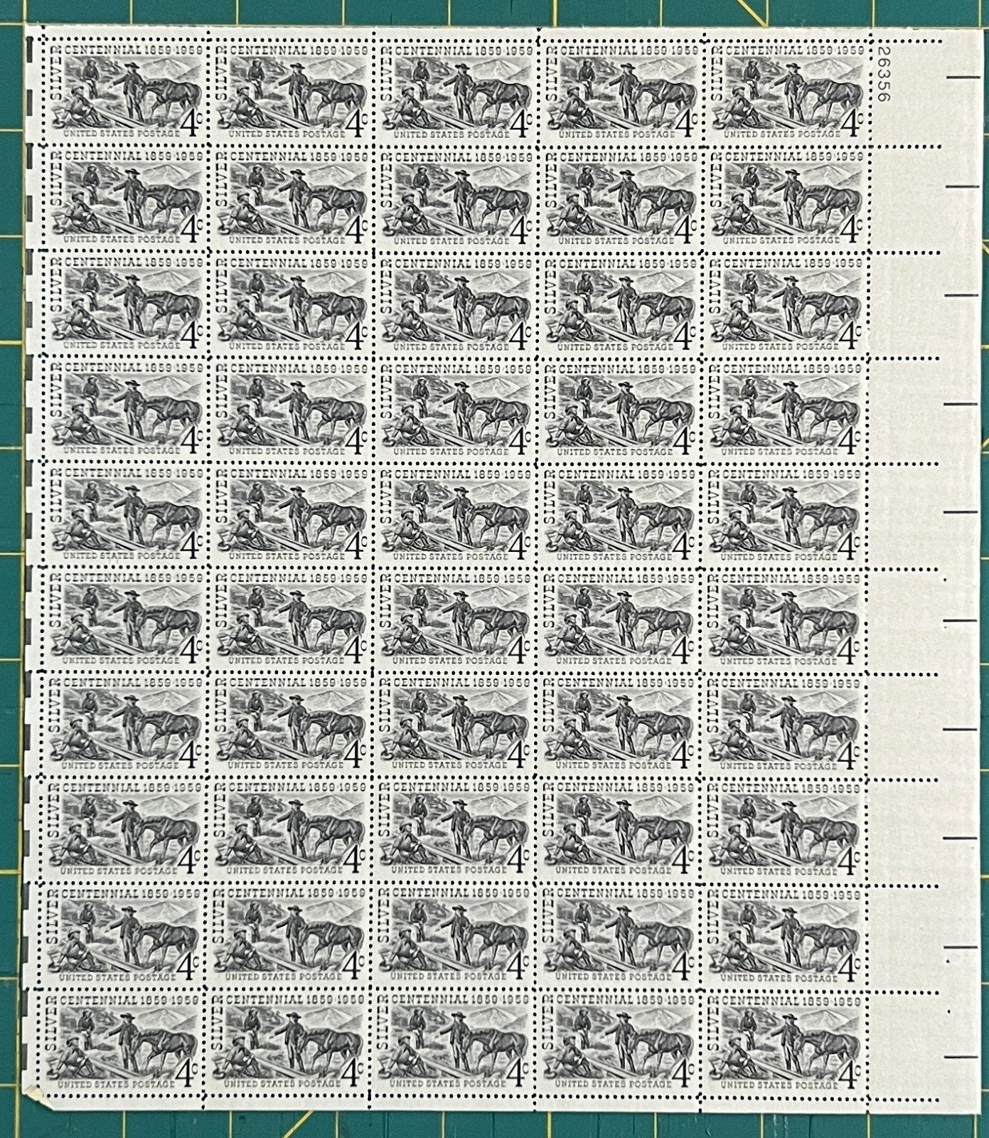 US 1959 4c Silver Discovery NV Centennial Mint Sheet MNH (Scott 1130) ZAYIX