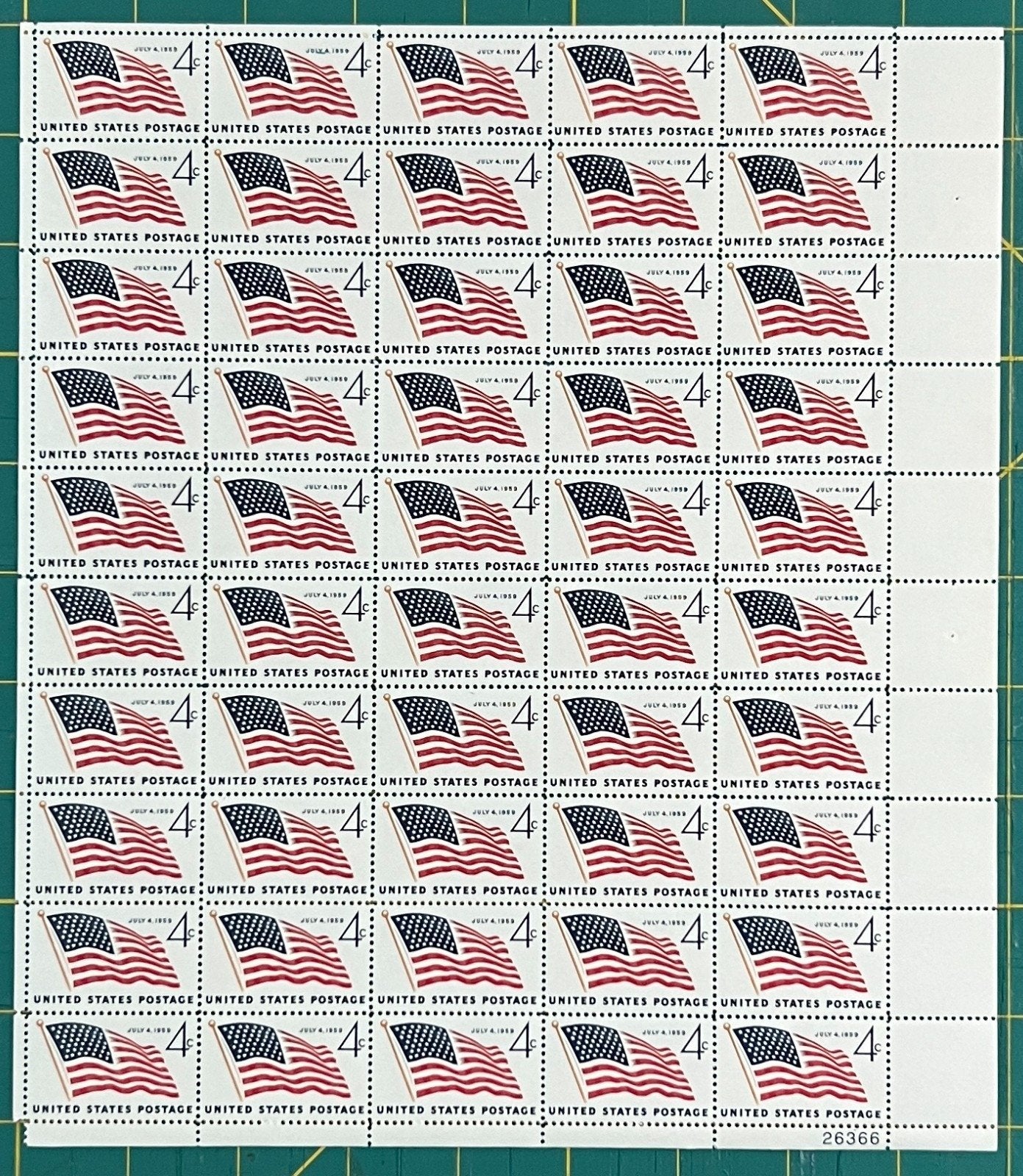 US 1959 4c 49 Star Flag Mint Sheet MNH (Scott 1132) ZAYIX