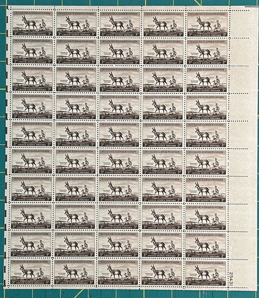 US 1956 3c Wildlife Antelope Sheet MNH (Scott 1078) ZAYIX