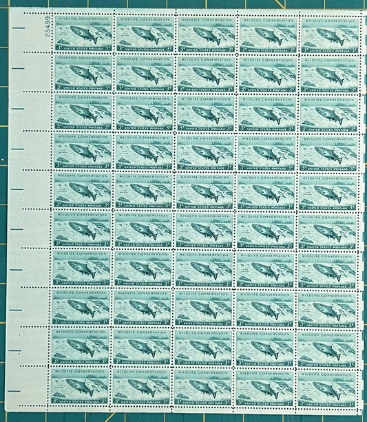 US 1956 3c Wildlife King Salmon Sheet MNH (Scott 1079) ZAYIX