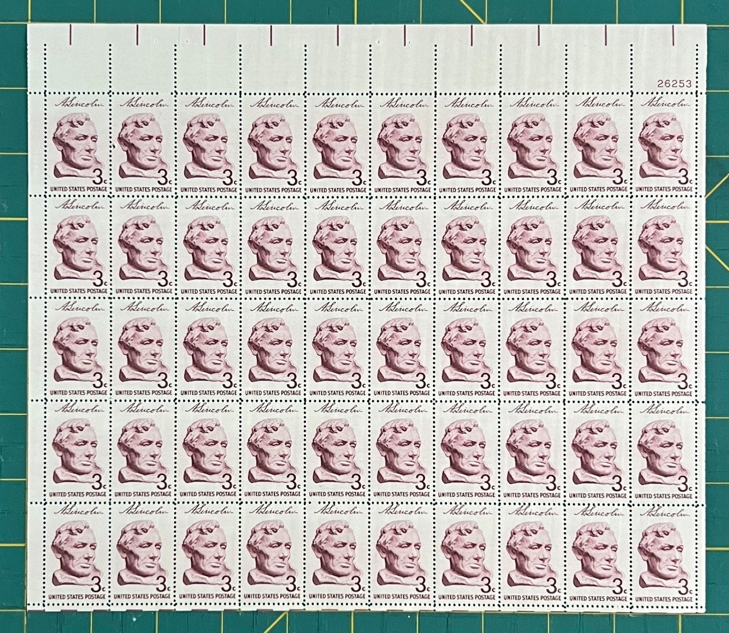 US 1959 3c Borglum Bust of Lincoln Sheet MNH (Scott 1114) ZAYIX