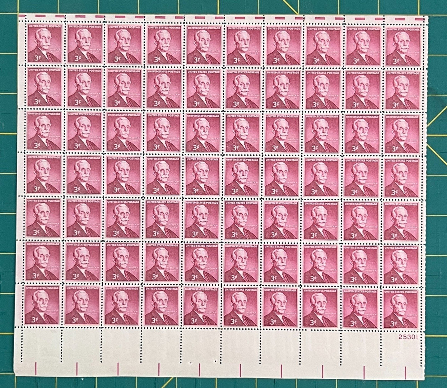 US 1955 3c Andrew Mellon Financier Mint Sheet MNH (Scott 1072) ZAYIX