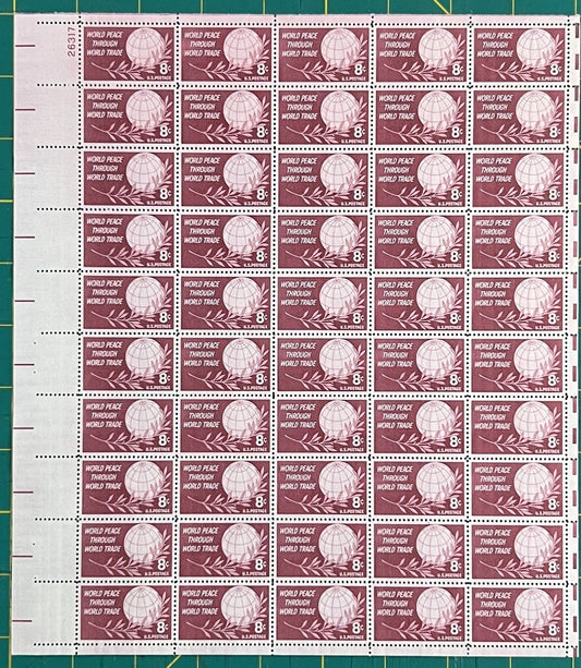 US 1959 8c World Peace through Trade Mint Sheet MNH (Scott 1129) ZAYIX