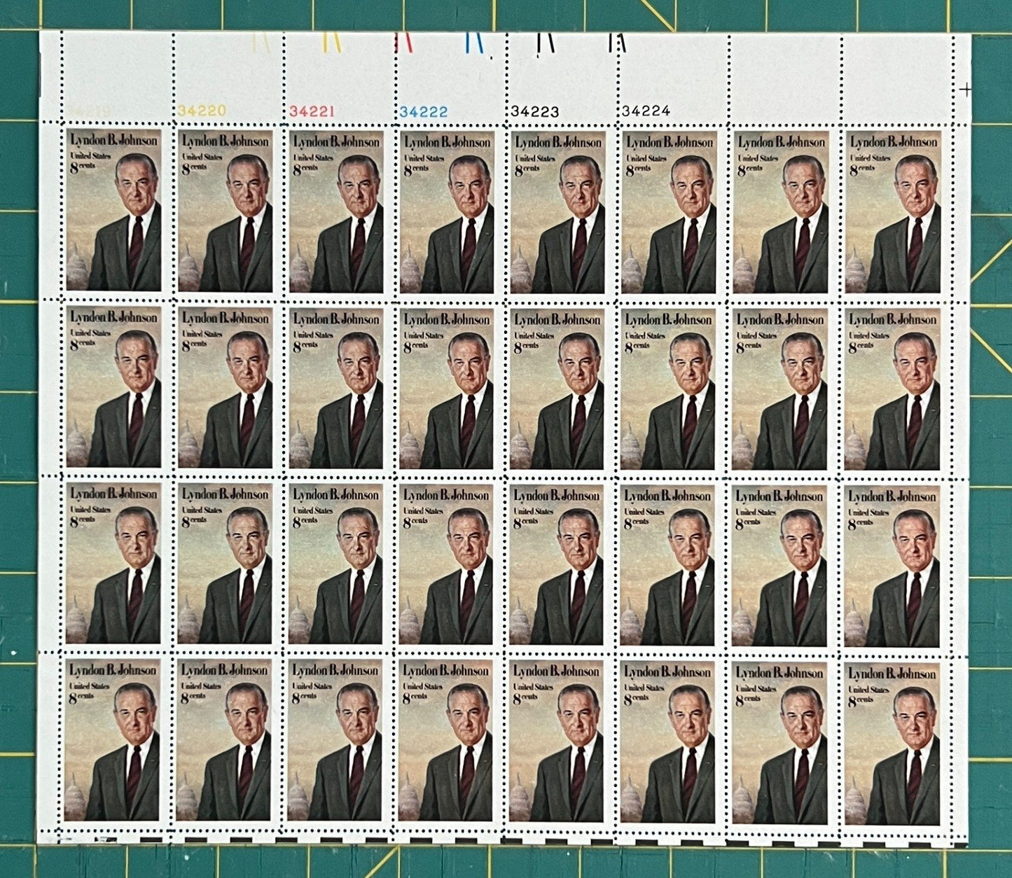 US 1973 8c Lyndon B Johnson (PB12) Mint Sheet MNH (Scott 1503) ZAYIX